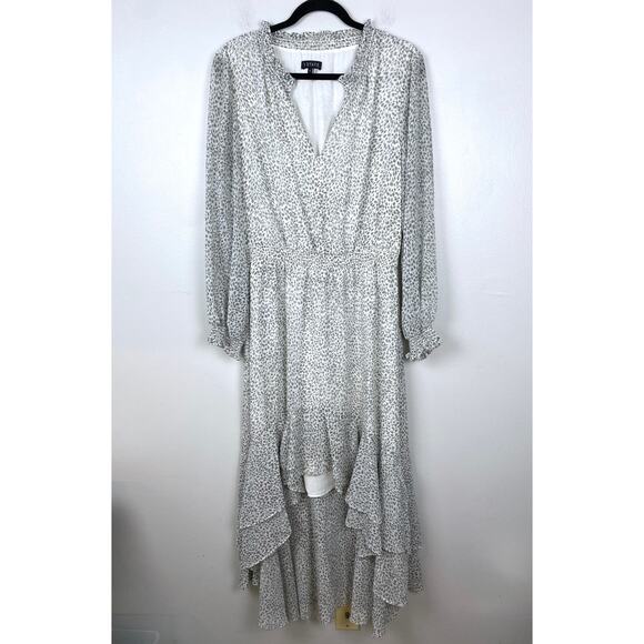 1.STATE X Jaime Shrayber‎ Printed High-Low Dress Smocked Neckline Size Large - Picture 2 of 11